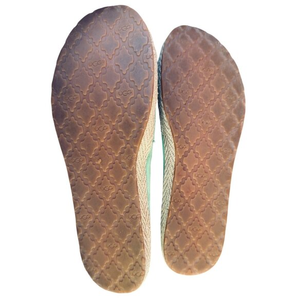 Ugg Slip On Comfort Flat Moccasin Mint Green Leather Espadrille Flats Size 10 - Picture 10 of 12
